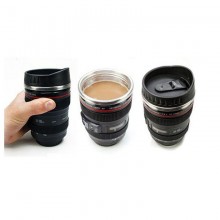 Cana termos neagra, in forma de obiectiv EF 24-105mm, produs multifunctional, 400 ml, ideal de luat in excursii