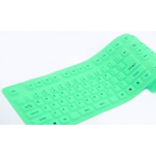 Tastatura din silicon verde, flexibila, ideala pentru calatorii, dimensiune compacta